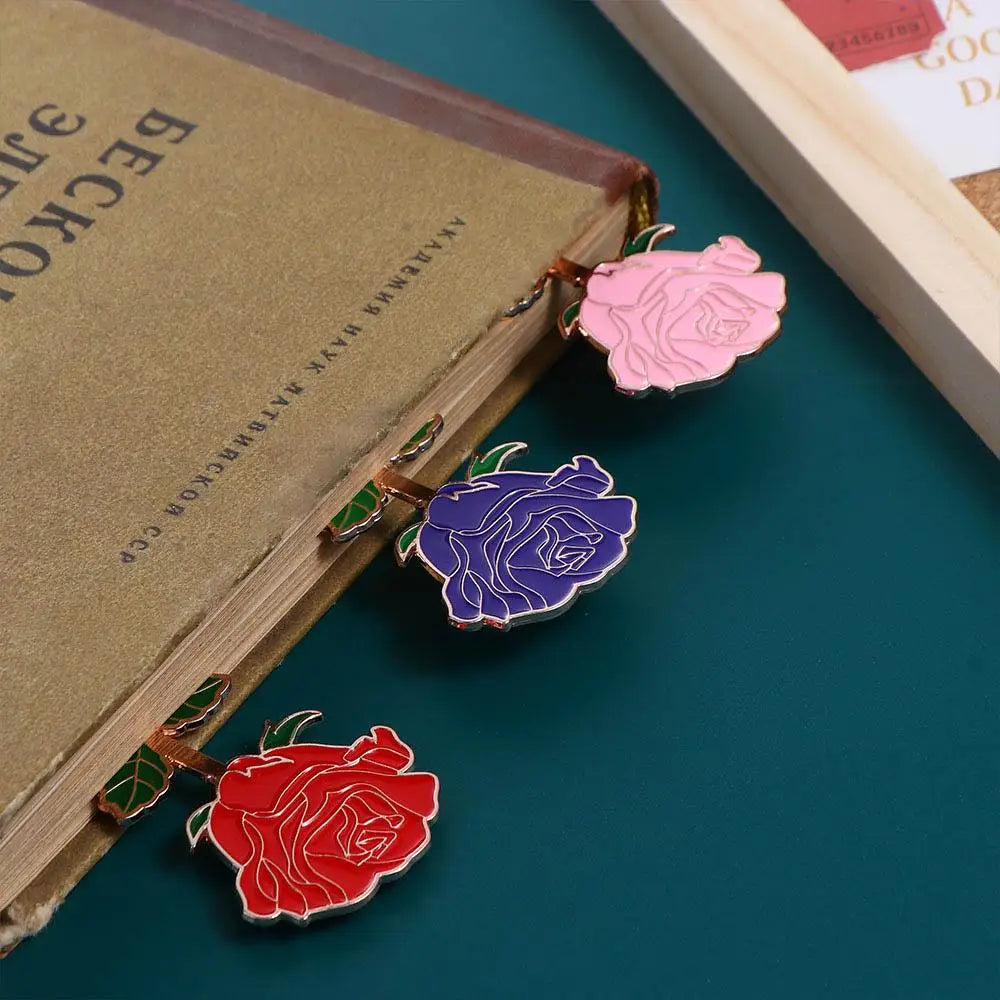 Bookmark - Kawaii Cat Bird Rose Alloy Bookmark Cute Colouring Embossing Book Mark Page Folder Office School Supplies Stationery