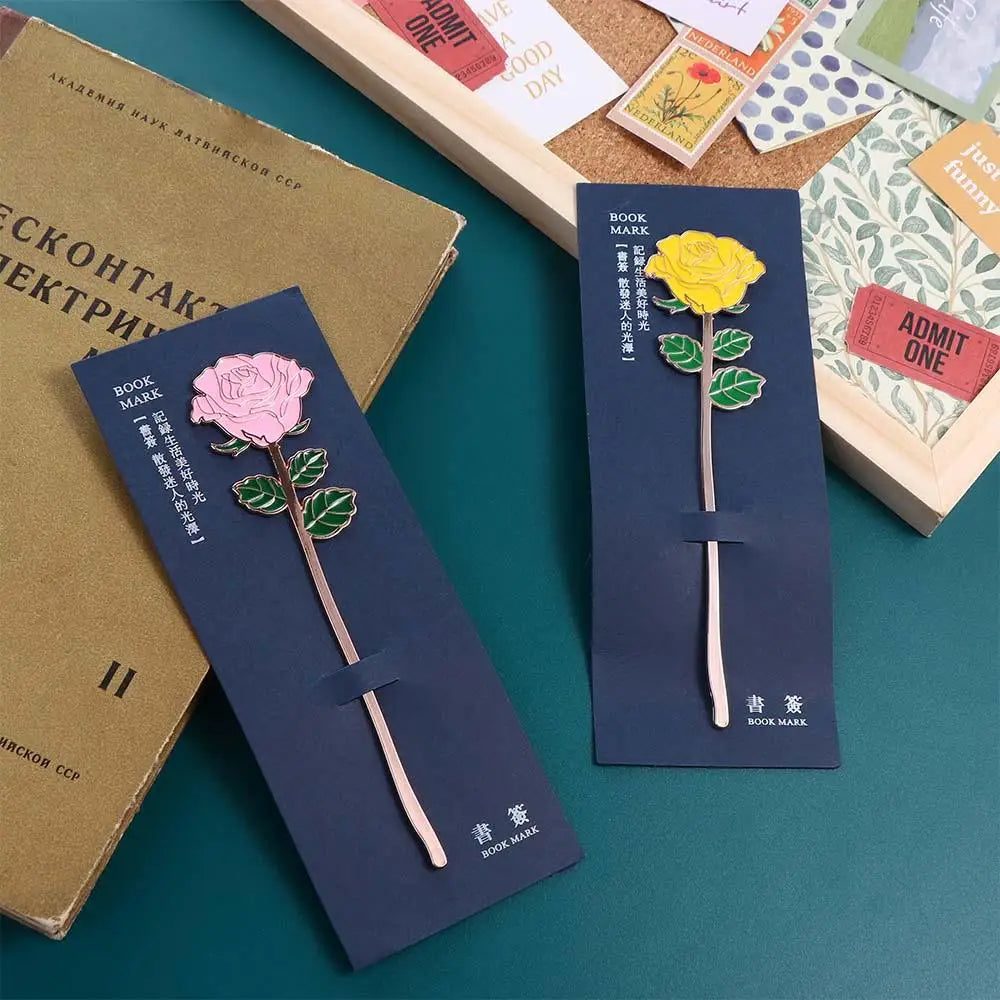 Bookmark - Kawaii Cat Bird Rose Alloy Bookmark Cute Colouring Embossing Book Mark Page Folder Office School Supplies Stationery