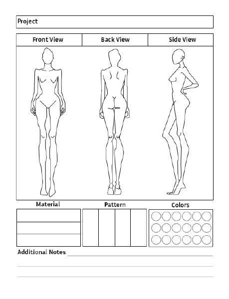 Fashion Sketchbook Figure Template - Large Female Figure Template for Easily Sketching Your Fashion Design Styles and Building Your Portfolio (Hardcover)